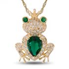 Womens Green Emerald Sterling Silver Gold Over Silver Pendant Necklace