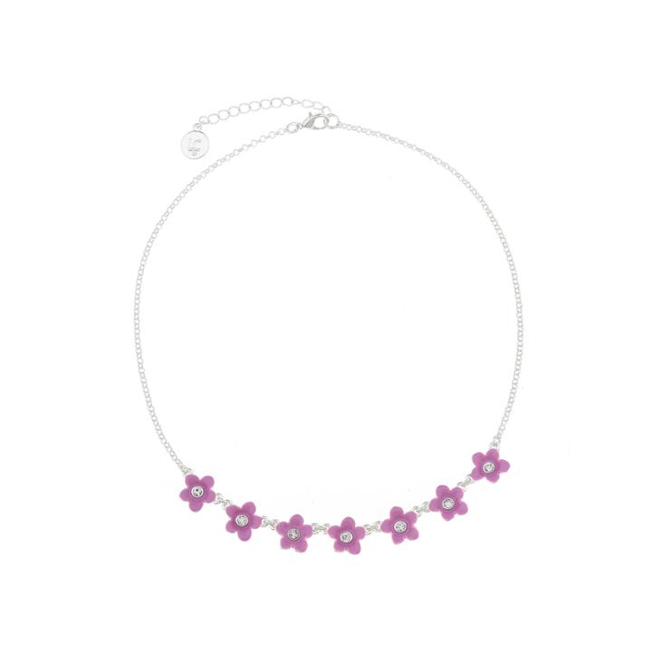 Liz Claiborne Flower Frontal Collar Purple Silvertone Necklace