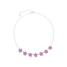 Liz Claiborne Flower Frontal Collar Purple Silvertone Necklace