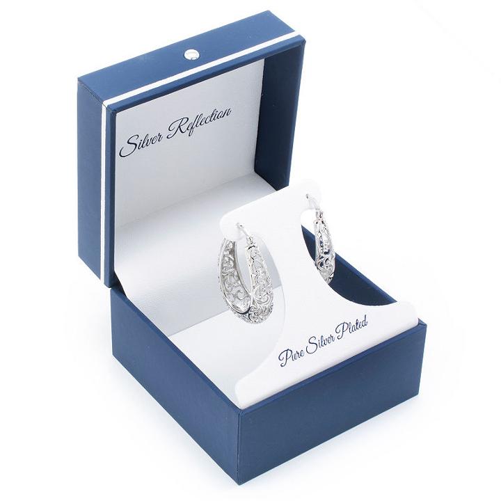 Silver Reflections Silver Plated Boxed Hoops Pure Silver Over Brass 30mm Oval Hoop Earrings