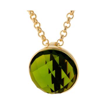 Athra Green Stone Half Dome Pendant Necklace