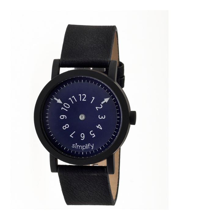 Simplify Unisex The 2300 Navy Dial Leather-band Watch Sim2303