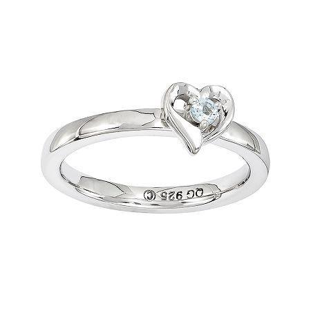 Personally Stackable Sterling Silver Aquamarine Heart Ring