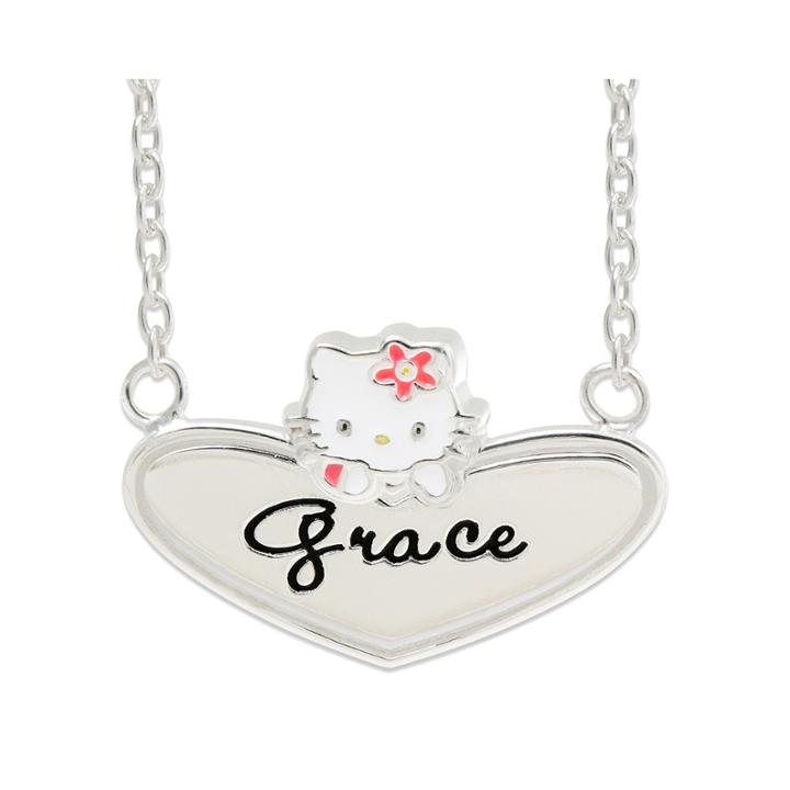 Hello Kitty Personalized Sterling Silver And Enamel Heart Necklace