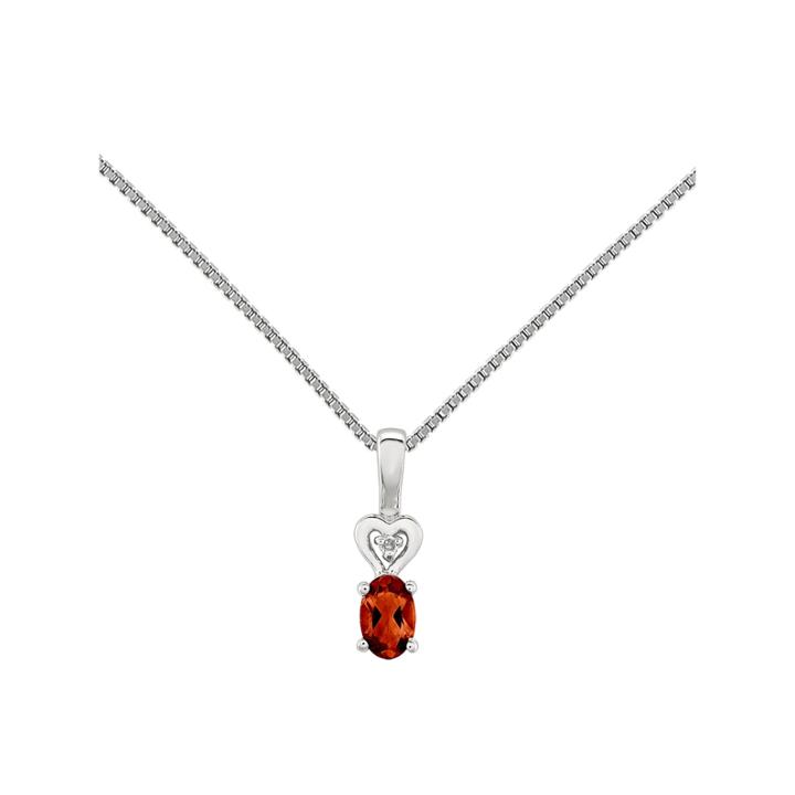 Womens Diamond Accent Red Garnet Sterling Silver Pendant Necklace