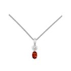 Womens Diamond Accent Red Garnet Sterling Silver Pendant Necklace
