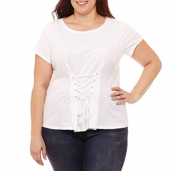Project Runway Short Sleeve Round Neck T-shirt-womens Plus