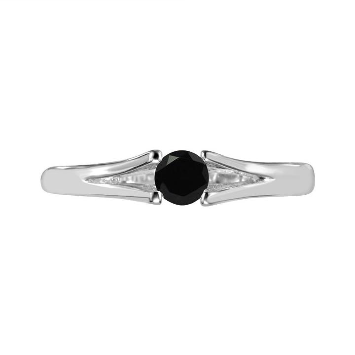 Womens Onyx Black Sterling Silver Solitaire Ring