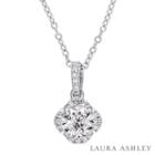 Laura Ashley Womens 1/5 Ct. T.w. Genuine White Diamond Flower Pendant Necklace