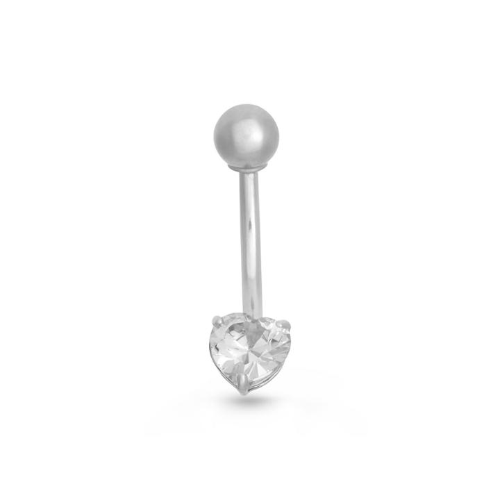 10k White Gold Cubic Zirconia Belly Ring