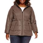 Details Braid Hooded Puffer Coat - Plus