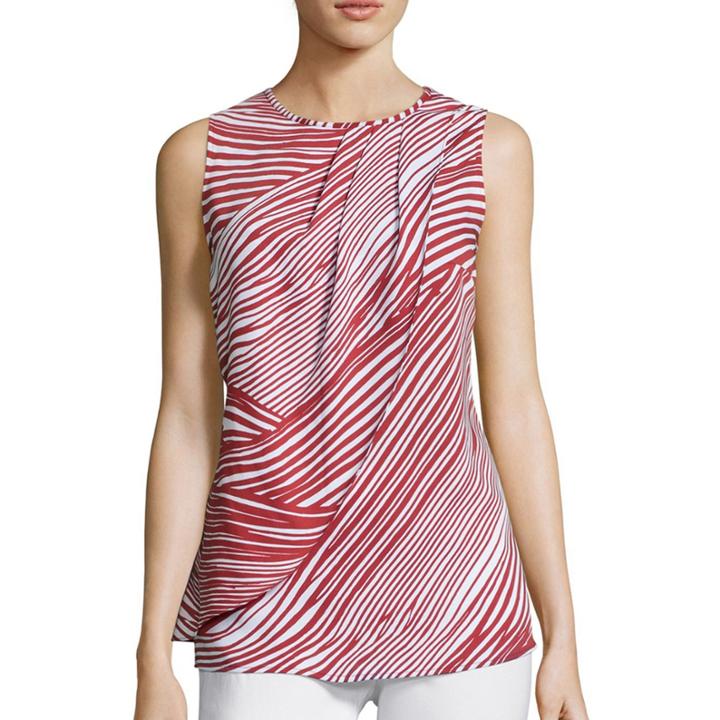 Liz Claiborne Sleeveless Printed Overlay Blouse - Tall