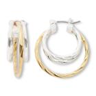 Mixit Two-tone Diamond-cut Hoop Earrings