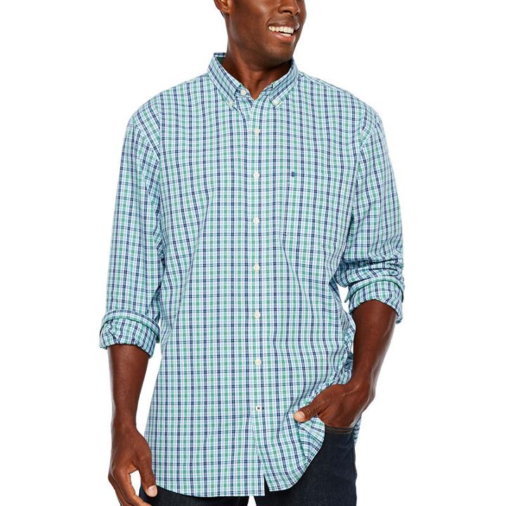 Izod Tall Slim Premium Essential Woven Plaid Long Sleeve Plaid
