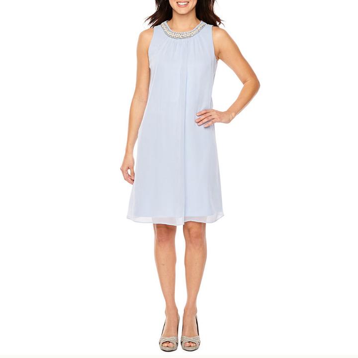 Scarlett Sleeveless Beaded Neck Shift Dress