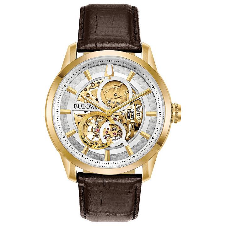 Bulova Mens Brown Strap Watch-97a138