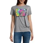 Short Sleeve U Neck Graphic T-shirt-juniors