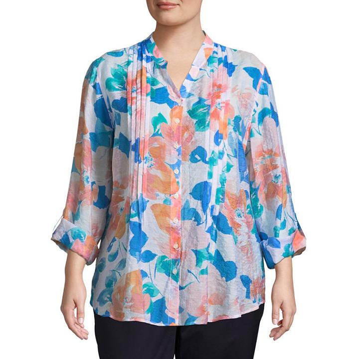 Lark Lane Must Haves Pleat Front Boyfriend Top- Plus