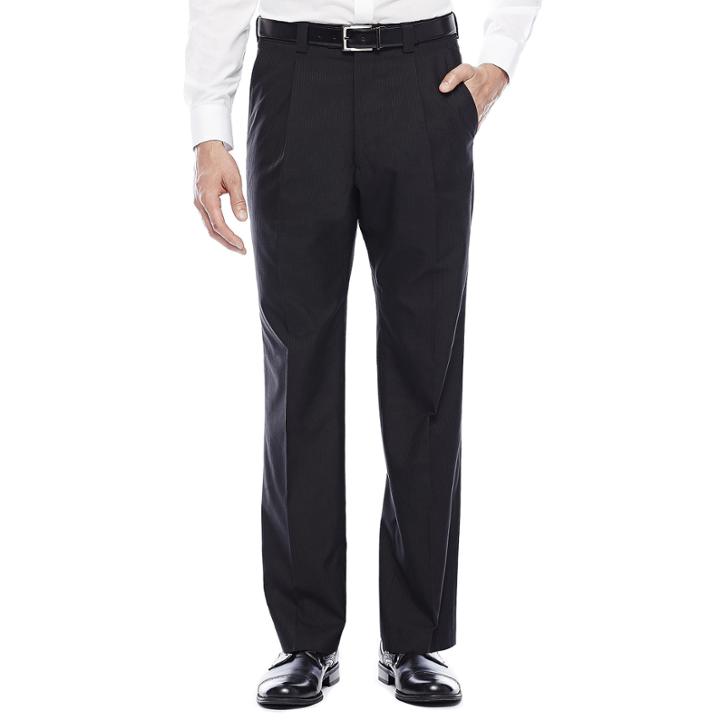 Steve Harvey Black Herringbone Pleated Suit Pants