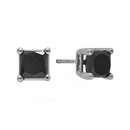 1/2 Ct. T.w. Color-enhanced Black Diamond Princess-cut Stud Earrings
