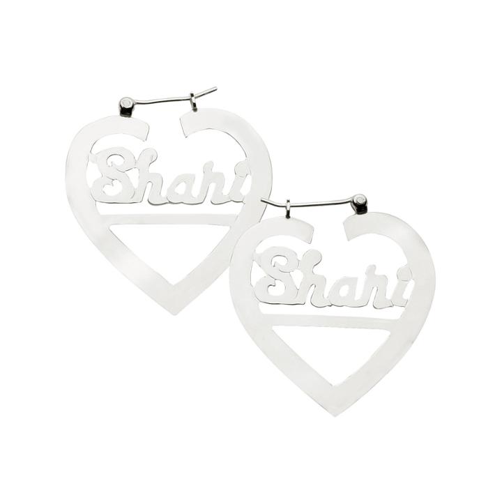 Personalized Sterling Silver Heart Name Earrings