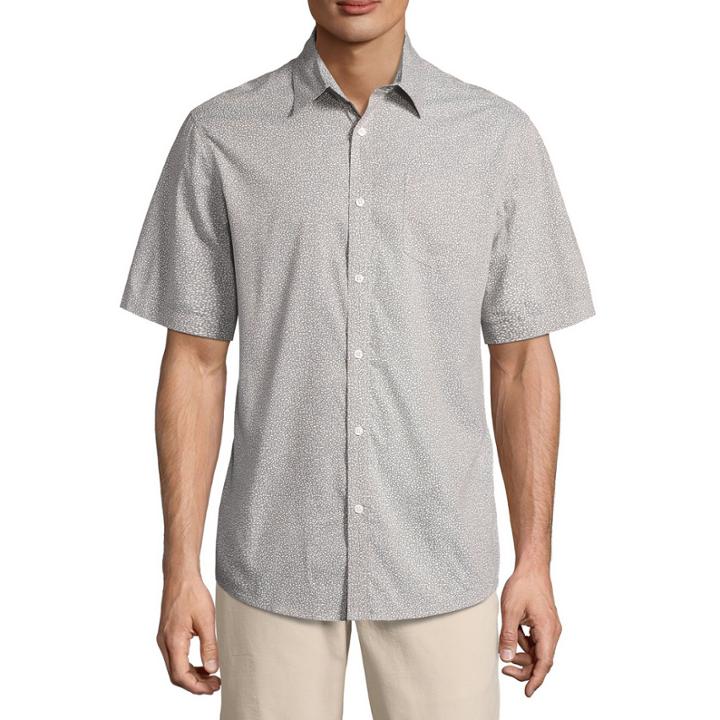 Claiborne Short Sleeve Dots Button-front Shirt