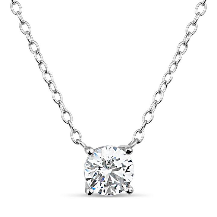Sterling Silver & 18k Rose Gold Over Silver 1 Ct. T.w. Solitaire Necklace Featuring Swarovski Zirconia