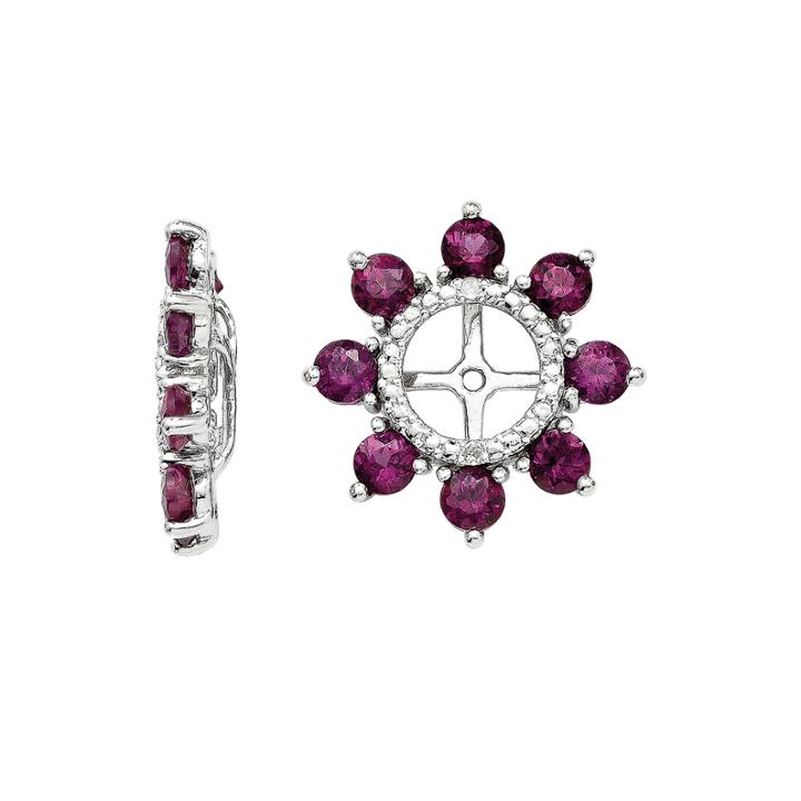 Diamond Accent & Rhodolite Garnet Sterling Silver Earring Jackets