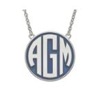 Personalized Sterling Silver 25mm Enamel Circle Monogram Necklace