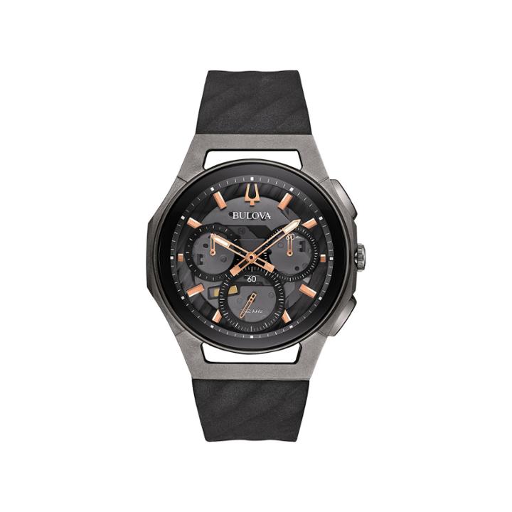 Bulova Curv Mens Black Strap Watch-98a162