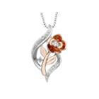 Enchanted By Disney Womens 1/10 Ct. T.w. White Diamond Sterling Silver Gold Over Silver Pendant Necklace