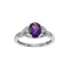 Genuine Purple Amethyst & White Topaz Sterling Silver Ring