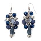 Aris By Treska Birmingham Blue Bead Silver-tone Cluster Earrings