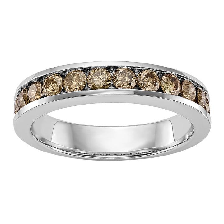 Womens 3/4 Ct. T.w. Genuine Champagne Diamond 14k Gold Wedding Band