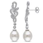1/10 Ct. T.w. White Cultured Freshwater Pearls Sterling Silver Drop Earrings