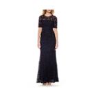One By Eight Short-sleeve Lace Formal Gown