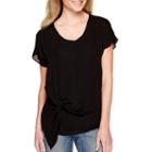 A.n.a Short-sleeve Knot Front Blouse