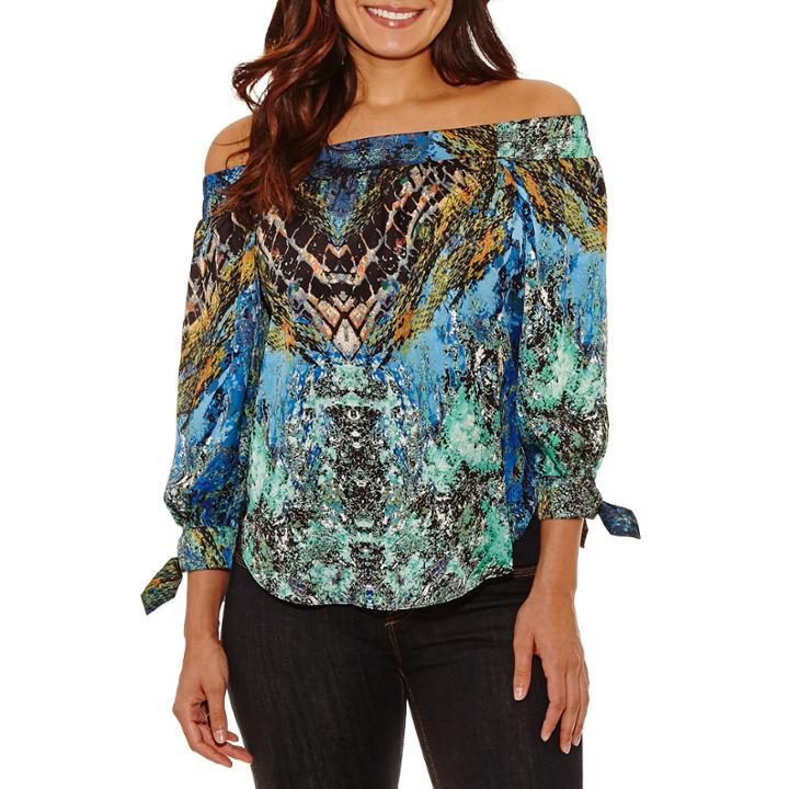 Bisou Bisou Tie Cuff Off The Shoulder Top