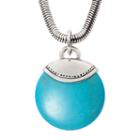 Aris By Treska Round Genuine Turquoise Silver-tone Pendant Necklace