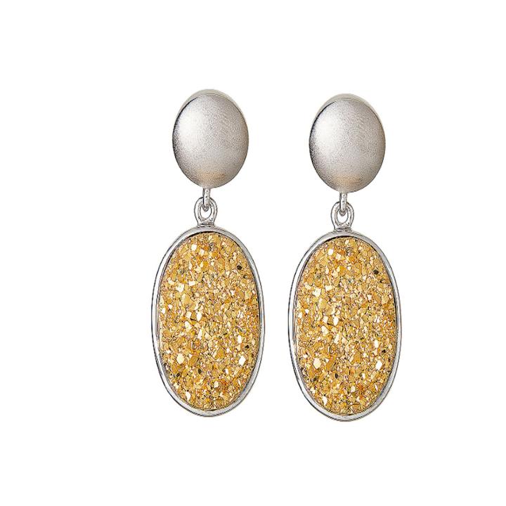 Limited Quantities Oval Drusy Quartz Sterling Silver Drop Earrings 2