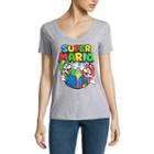 Short Sleeve V Neck Super Mario Graphic T-shirt