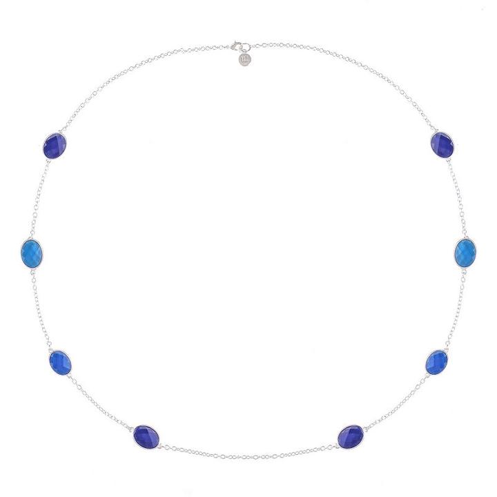 Liz Claiborne Womens Blue Oval Strand Necklace