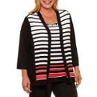Alfred Dunner Saratoga Springs 3/4 Sleeve Striped Layered Top-plus