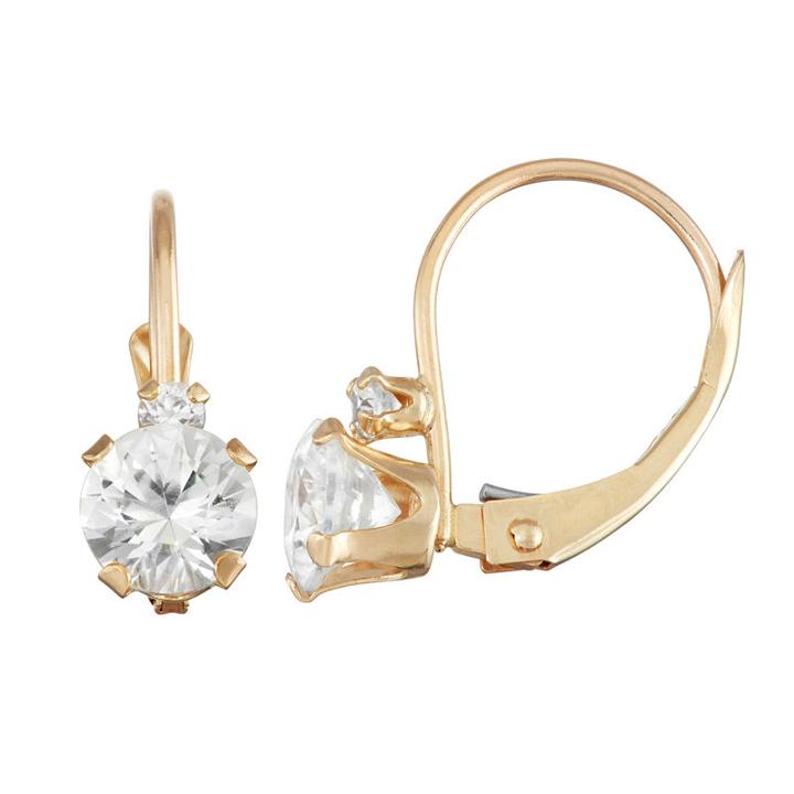 Lab Created White Sapphire 10k Gold Drop Earrings