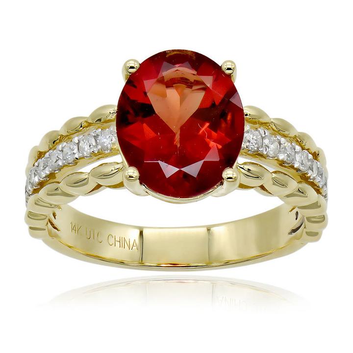 Womens 1/4 Ct. T.w. Genuine Orange Andesine 14k Gold Cocktail Ring