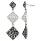 Marcasite & Cubic Zirconia Geometric Drop Earrings Sterling Silver