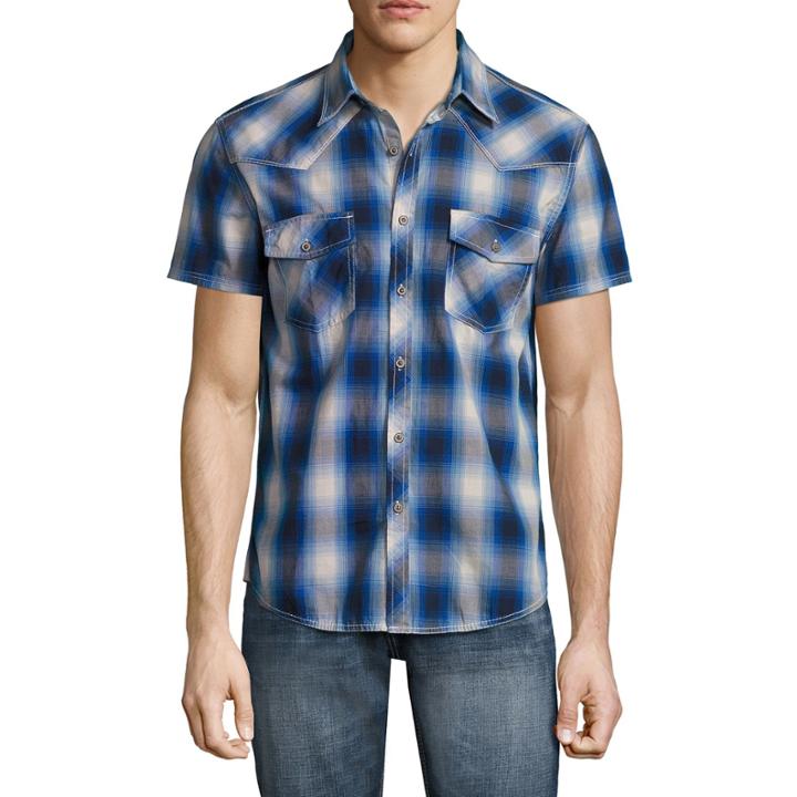 Decree Short Sleeve Ombre Button-front Shirt