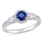 Womens 1/8 Ct. T.w. Genuine Round Blue Sapphire 14k Gold 3-stone Ring