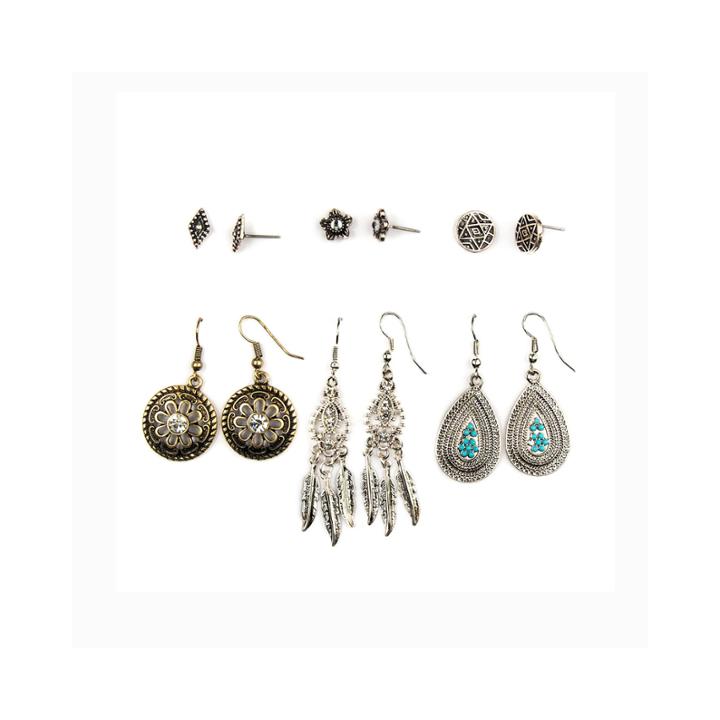 Arizona 6-pr. Flower Disc Teardrop Earring Set