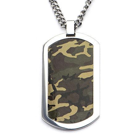 Inox Jewelry Mens Stainless Steel Camo Dog Tag Pendant Necklace